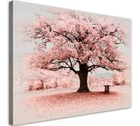 Feeby Impression sur toile 60x40 cm Nature Arbre Abstraction 1 pièce Tableaux Tableau Mural Image Photo Décoration Murale Artistique Photographie Design Salon Feuilles Branches rose