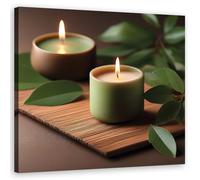 Feeby Impression sur toile - Bougies Zen-Spa - decoration chambre - 30x30 cm - tableau decoration murale - decoration maison - Tableau Moderne - ART - poster mural