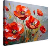 Feeby Impression sur toile - Coquelicots rouges peints - decoration chambre - 60x40 cm - decoration murale - decoration maison - Moderne - ART - poster mural
