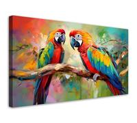 Feeby - Impression sur Toile - Déco Murale Pour le Salon et la Chambre - Perroquets Animaux Colorés - 80x40 1partie - Tableau Mural - Peintures sur Toile - Modern Canvas - Wall Art