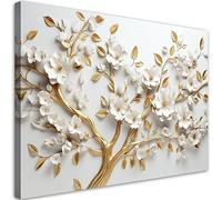 Feeby Impression sur toile Fleurs 3D Botanique Magnolia 90x60 cm 1 pièce Tableaux Tableau Déco Mural Image Photo Murale Artistique Photographie Design Salon Bureau Couloir Hôtel Spa Plantes Nature or