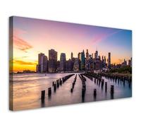 Feeby - Impression sur Toile - Intissé Tableau Decoration Murale - Paysage architectural de New York - 120x60 1partie - Salon Peinture Tableaux - Moderne - Décoration Chambre Esthétique
