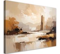 Feeby - Impression sur Toile - Intissé Tableau Decoration Murale - Paysage beige - 90x60 1partie - Salon Peinture Tableaux - Moderne - Décoration Chambre Esthétique
