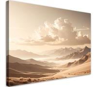 Feeby - Impression sur Toile - Intissé Tableau Decoration Murale - Paysage de montagne en beige - 90x60 1partie - Salon Peinture Tableaux - Moderne - Décoration Chambre Esthétique