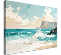 Feeby - Impression sur Toile - Intissé Tableau Decoration Murale - Paysage marin Rochers - 115x70 1partie - Salon Peinture Tableaux - Moderne - Décoration Chambre Esthétique