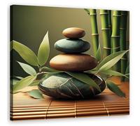 Feeby Impression sur toile - Pierres de spa zen - decoration chambre - 30x30 cm - tableau decoration murale - decoration maison - Tableau Moderne - ART - poster mural