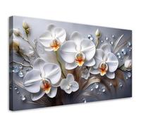 Feeby - Impression sur Toile - Tableaux Decoratifs Muraux - Fleur d'orchidée blanche peinte en 3D - 120x60 1partie - Decoration Salon - Photo sur toile Cadeau - Tableau toile pour le mur