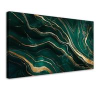 Feeby - Impression sur Toile - Tableaux Decoratifs Muraux - Marbre vert émeraude abstrait - 120x60 1partie - Decoration Salon - Photo sur toile Cadeau - Tableau toile pour le mur