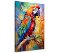 Feeby - Impression sur Toile - Tableaux Decoratifs Muraux - Perroquet Abstraction animale - 60x90 1partie - Decoration Salon - Photo sur toile Cadeau - Tableau toile pour le mur