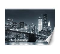 Feeby Papier Peint Intisse NYC New York USA 250x175 cm noir et blanc XXL Photo Mural Muraux Tapisserie Le Pont De Brooklyn De Nuit