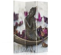 Feeby Paravent Bouddha 110x180 cm Une Seule Côté Cloison de séparation Écran Pliant Foto Paravent Interieur Décoratif Mur Espagnol Impression sur Toile Chambre d'enfant Salon Bureau Violet