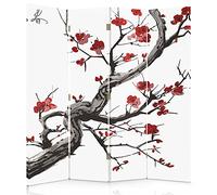 Feeby Paravent déco Cerisier 4 pans 145x150 cm Une Seule Côté Cloison de séparation Écran Pliant Foto Paravent Interieur Décoratif Mur Espagnol Impression sur Toile Chambre d'enfant Salon Bureau Blanc