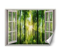 Feeby Photo Murale Intisse Rayons De Soleil Dans La Forêt 210x150 cm vert Colle Inclus Salon Chambre A Enfant Coucherr Bureau Salle Cuisine Les Arbres Nature