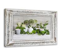 Feeby Tableau Photo Nature Morte 90x60 cm Image décoration Murale Illusion de Cadre Shabby Chic Vert