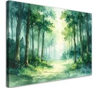 Feeby - Tableau sur Toile - Decoration Murale Peinture - Forêt verte Paysage - 100x70 1partie - Tableaux chambre à coucher - Decoration Chambre - Impression sur Toile