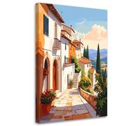 Feeby - Tableau sur Toile - Decoration Murale Peinture - Paysage de rues et maisons en Toscane Italie - 40x60 1partie - Tableaux chambre à coucher - Decoration Chambre - Impression sur Toile