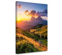 Feeby - Tableau sur Toile - Decoration Murale Peinture - Paysage montagneux au coucher du soleil - 60x90 1partie - Tableaux chambre à coucher - Decoration Chambre - Impression sur Toile