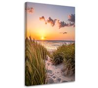 Feeby - Tableau sur Toile - Decoration Murale Peinture - Plage mer dunes paysage marin - 40x60 1partie - Tableaux chambre à coucher - Decoration Chambre - Impression sur Toile