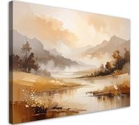 Feeby - Tableaux Decoratifs - Tableau Salon Grand Format - Paysage de montagnes et d'arbres - 100x70 1partie - Tableau Decoration Murale - Toile Imprimée - Impression sur Toile Peinture