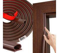 Feegela Joint Porte Fenêtre Isolation Marron Type D 8m TPE | Bande d'Étanchéité Auto-adhésive, Isolation Phonique, Anti-froid, Pour Portes et Fenêtres Bois/PVC