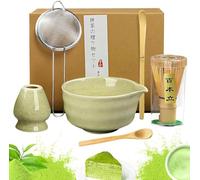 Feegela Lot de 6 Sets Matcha Kit - Fouet, Bol, Support, Tamis, Cuiller | Thé Japonais, Pour Amoureux du Matcha, Idéal pour la Maison