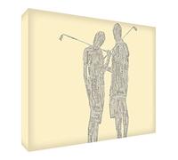 Feel Good Art Galerie enveloppé Boîte Toile en Typographie de Golf Design couple (115 x 78 x 4 cm, 2 x l, Crème)