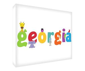 Feel Good Art Gallery Toile de chambre d'enfant avec panneau avant solide Illustrations mignonnes et personnalisable avec nom de fille (20 x 30 x 4 cm)