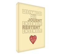 Feel Good Art Les Familles qui Jouent Ensemble Restent Ensemble Bloc de Verre Décoré à l'Acrylique/Poli aux Diamants Crème 10 x 7 x 2 cm