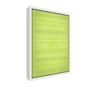 Feel Good Art "Sing Loud Impression Gi Motif imprimé sur Toile avec Cadre en Bois Blanc Massif Surround, Citron Vert, 44 x 34 x 3 cm, Taille M