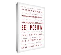 Feel Good Art Sois Positif Toile sur Cadre Mural de Style Moderne/Typographique Rouge/Blanc 40 X 30 cm