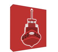 Feel Good Art Toile sur Cadre avec Front Solide dans Style d'Illustration Moderne Bateau Remorquer Rouge 14,8 x 21 x 2 cm Grand