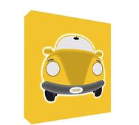 Feel Good Art Toile sur Cadre avec Front Solide dans Style d'Illustration Moderne Voiture de Sport d'Époque Jaune 14,8 x 21 x 2 cm Grand