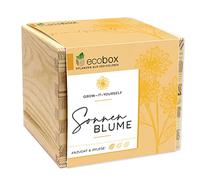 Feel Green - WE CREATE NATURE ecobox - Tournesol - Plantes dans la boîte en bois - 11 x 11 x 10 cm - Fabriqué en Autriche - Idée cadeau durable - Grow Your Own - Kit de culture en bois