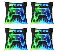 feelingyou Housse de coussin pour console de jeu, 45 x 45 cm, 4 pièces, double couleur, élégante, pour filles, garçons, ciel étoilé scintillant