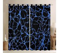 feelingyou Lot de 2 rideaux de fenêtre à texture marbre - Taille XXL - 260 x 140 cm - Simple et moderne - Marbre abstrait - Bon rideau occultant rétro - Lignes dessinées à la main - Bleu - Pour