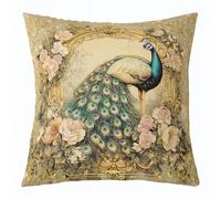 feelingyou Magnifique housse de coussin, 45 x 45 cm, motif pivoine florale, vintage, pour enfants, animaux sauvages, exotique