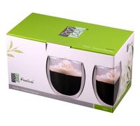Feelino Mug a Cafe, Tasse a Cafe, 2x Tasse Double Paroi, Tasses en Verre Original de 400ml, Verre Double Paroi au Design Flottant, Mugs Transparent pour Café, Cappuccino, Macchiato, Latte, Thés
