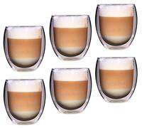 Feelino Mug a Cafe, Tasse a Cafe, 4x Tasse Double Paroi, Tasses Cafe en Verre Original de 400ml, Verre Double Paroi au Design Flottant, Mugs Transparent pour Café, Cappuccino, Macchiato, Latte, Thés