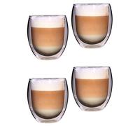 Feelino Mug a Cafe, Tasse a Cafe, 4x Tasse Double Paroi, Tasses en Verre Original de 400ml, Verre Double Paroi au Design Flottant, Mugs Transparent pour Café, Cappuccino, Macchiato, Latte, Thés