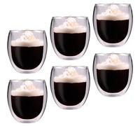 Feelino Mug a Cafe, Tasse a Cafe, 6x Tasse Double Paroi, Tasses en Verre Original de 400ml, Verre Double Paroi au Design Flottant, Mugs Transparent pour Café, Cappuccino, Macchiato, Latte, Thés
