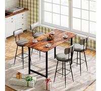 FEEOHOME Lot de 4 Chaises de Bar, Rembourré Tabourets de Bar, Tabourets Hauts Moderne, Capacité de Charge Maximale 136 kg et Hauteur 65cm, Chaise de Cuisine pour Salle à Manger, Bureau, Gris foncé