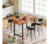 FEEOHOME Lot de 4 Chaises de Bar, Rembourré Tabourets de Bar, Tabourets Hauts Moderne, Capacité de Charge Maximale 136 kg et Hauteur 65cm, Chaise de Cuisine pour Salle à Manger, Bureau, Noir