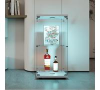 FEEOHOME Vitrine en Verre, vitrine de Collection avec LED, Vitrine trempé Moderne en Verre 2 Couches avec serrures, Transparent vitrines sur Pied pour Salon, Chambre à Coucher, 40x36x86cm (Blanc)