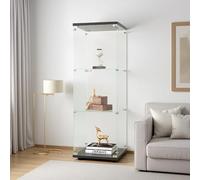 FEEOHOME Vitrine en Verre, Vitrine trempé Moderne en Verre 3 Couches avec 1 Porte, vitrine de Collection, Transparent vitrines sur Pied pour Salon, Chambre à Coucher, Bureau, 42x36x125cm (Noir)