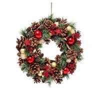 Feeric Lights & Christmas – Couronne de Noël artificielle – Houx, étoiles – Ø 35 cm – Rouge/Vert