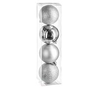 FEERIC CHRISTMAS - Décoration de Sapin Lot de 4 Boules de Noël D 8 cm - Argent
