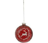 Fééric Lights and Christmas - Boule de Noël en Verre "Renne Couronne" 8cm Rouge Rouge G