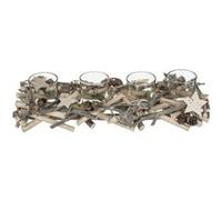 Photophore centre de table buche avec 4 photophores bois blanc - Atmosphera Créateur d'intérieur
