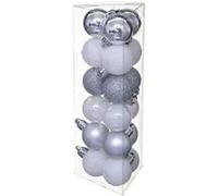 Fééric Lights and Christmas - Lot de 18 Boules de Noël "Colorama" 3cm Argent & Blanc G
