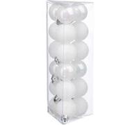 Kit de 18 boules de Noël - 30 mm - Blanc - Décoration de fête - Plastique - Rond